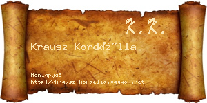 Krausz Kordélia névjegykártya