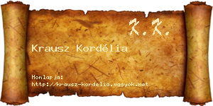 Krausz Kordélia névjegykártya